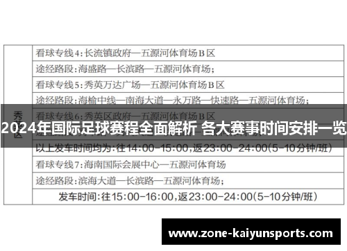 2024年国际足球赛程全面解析 各大赛事时间安排一览