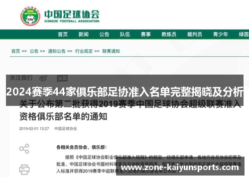 2024赛季44家俱乐部足协准入名单完整揭晓及分析