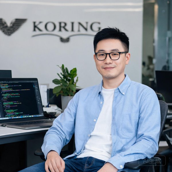 开云集团CTO张明宇，三十多岁，戴眼镜，穿着工程师休闲装